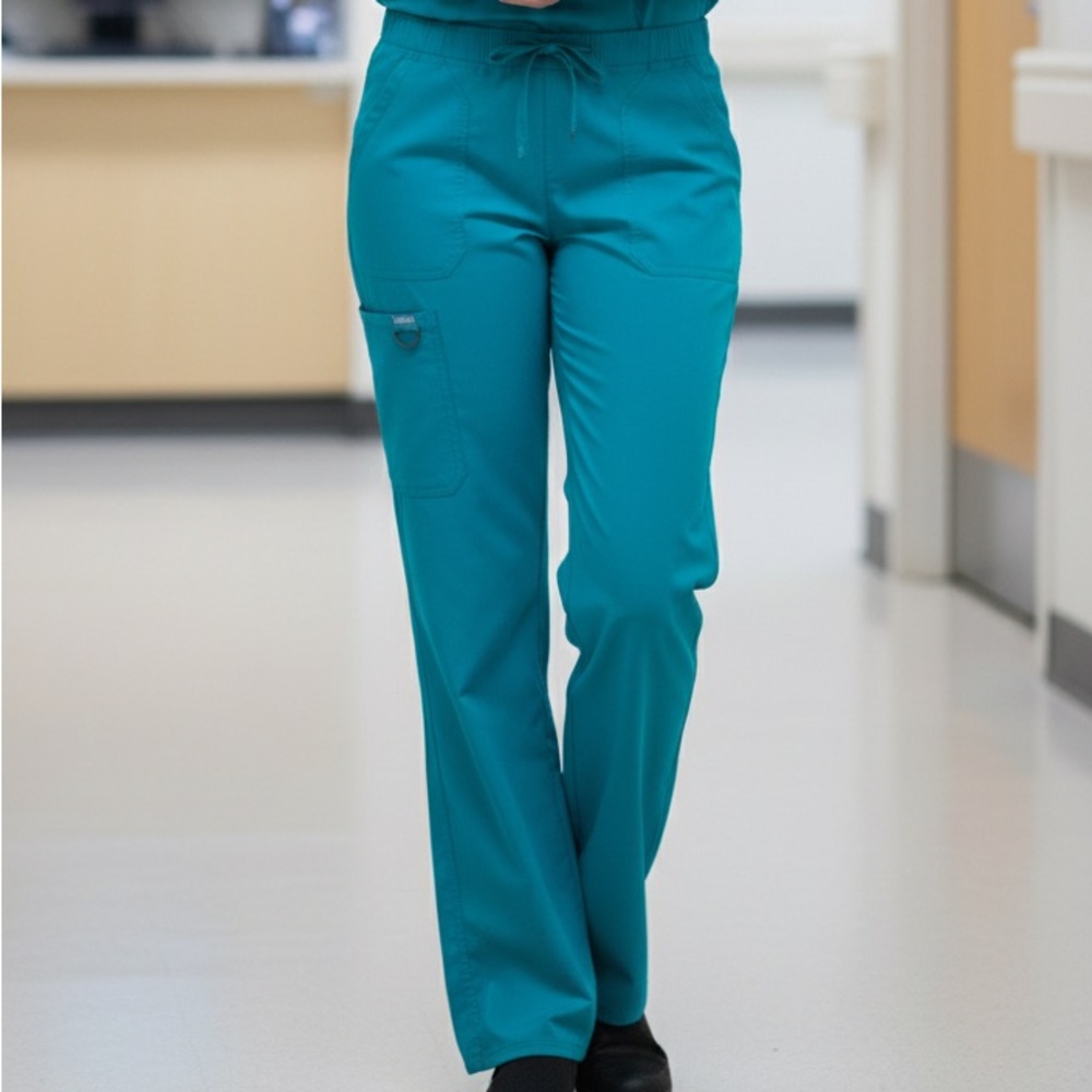 Teal Cherokee Workwear WW120P Professional Cargo Scrub Pants M Petite